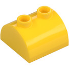 LEGO Giallo Pendenza 2 x 2 Curvo con 2 Bottoncini su Superiore (30165)