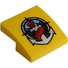 LEGO Jaune Pente 2 x 2 Incurvé avec Deep Sea logo Autocollant (15068)
