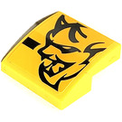 LEGO Gelb Steigung 2 x 2 Gebogen mit Demon auf Gelb Recht Aufkleber (15068)