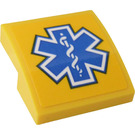 LEGO Gelb Steigung 2 x 2 Gebogen mit EMT Star of Life Aufkleber (15068)
