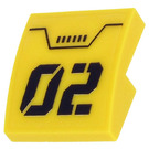 LEGO Yellow Slope 2 x 2 Curved with Number '02', Rectangles, Line Sticker (15068)