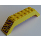 LEGO Yellow Slope 2 x 2 x 10 (45°) Double with Dark-Red Tiger Stripes, 2 Claw Scratch Marks (Left front) Sticker (30180)