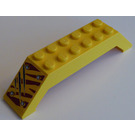 LEGO Geel Helling 2 x 2 x 10 (45°) Dubbele met Dark-Rood Tijger Strepen, 2 Klauw Scratch Marks (Rechtsaf Voorkant) Sticker (30180)