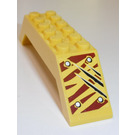 LEGO Yellow Slope 2 x 2 x 10 (45°) Double with Dark-Red Tiger Stripes, 3 Claw Scratch Marks (Right back) Sticker (30180)