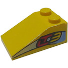 LEGO Jaune Pente 2 x 3 (25°) avec "LT3" (La gauche) Autocollant avec surface rugueuse (3298)