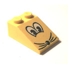 LEGO Yellow Slope 2 x 3 (25°) with Mouse Face with Rough Surface (3298)