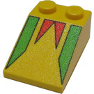 LEGO Yellow Slope 2 x 3 (25°) with Red and Green with Rough Surface (3298)