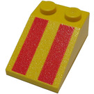 LEGO Geel Helling 2 x 3 (25°) met Rood Strepen met ruw oppervlak (3298)