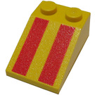 LEGO Yellow Slope 2 x 3 (25°) with Red Stripes with Rough Surface (3298 / 82353)