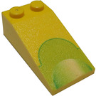 LEGO Yellow Slope 2 x 4 (18°) with Green Half-Circles (30363 / 42123)