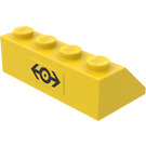 LEGO Yellow Slope 2 x 4 (45°) with Black Train Logo Sticker with Rough Surface (3037)
