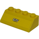 LEGO Jaune Pente 2 x 4 (45°) avec 'City' Autocollant avec surface rugueuse (3037)
