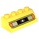 LEGO Yellow Slope 2 x 4 (45°) with Headlights and Black Lines Pattern with Rough Surface (82927 / 82928)