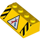 LEGO Yellow Slope 2 x 4 (45°) with Tools and Hazard Stripes with Smooth Surface (3037 / 43307)