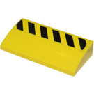 LEGO Yellow Slope 2 x 4 Curved with Black and Yellow Danger Stripes (Left) Sticker with Bottom Tubes (88930)