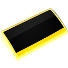 LEGO Yellow Slope 2 x 4 Curved with Black rectangle Sticker with Bottom Tubes (88930)