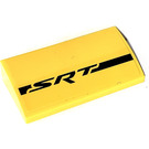 LEGO Yellow Slope 2 x 4 Curved with Black SRT Left Side on yellow Sticker with Bottom Tubes (88930)