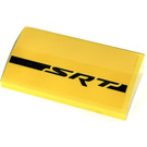 LEGO Yellow Slope 2 x 4 Curved with Black SRT Right Side on yellow Sticker with Bottom Tubes (88930)