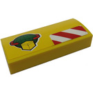 LEGO Yellow Slope 2 x 4 Curved with global transport logo Sticker with Bottom Tubes (88930)
