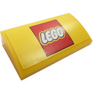 LEGO Yellow Slope 2 x 4 Curved with Logo "LEGO" Sticker with Bottom Tubes (88930)