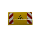 LEGO Yellow Slope 2 x 4 Curved with Red and White Danger Stripes and Electricity Danger Triangle Sticker with Bottom Tubes (88930)