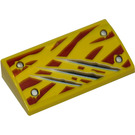 LEGO Yellow Slope 2 x 4 Curved with Tiger Stripes and Scratches Sticker with Bottom Tubes (88930)