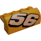LEGO Gelb Steigung 2 x 4 x 1.3 Gebogen mit 56 (Recht) Aufkleber (6081)