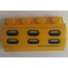 LEGO Gelb Steigung 2 x 4 x 1.3 Gebogen mit 'WATERPROOF' und Löcher Aufkleber (6081)