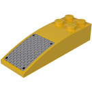 LEGO Jaune Pente 2 x 6 Incurvé avec Noir Rivets sur Argent Bande de roulement assiette Petit Autocollant (44126)