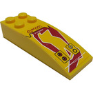 LEGO Yellow Slope 2 x 6 Curved with 'Boost Volatile' / 'R Scanner' Sticker (44126)