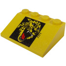 LEGO Yellow Slope 3 x 4 (25°) with Cheetah Head on Black Background