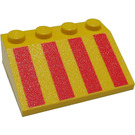 LEGO Geel Helling 3 x 4 (25°) met Rood Strepen (3297)