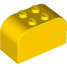 LEGO Jaune Pente Brique 2 x 4 x 2 Incurvé (4744)