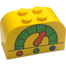 LEGO Jaune Pente Brique 2 x 4 x 2 Incurvé avec Dial (4744)