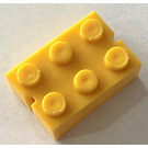 LEGO Yellow Slotted Brick 2 x 3 without Bottom Tubes, 2 Opposite Slots