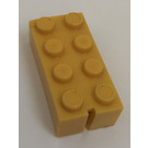 LEGO Yellow Slotted Brick 2 x 4 without Bottom Tubes, 1 slot