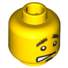 LEGO Geel Smiling/Cringing Minifigure Hoofd met Bushy Eyebrows (Veiligheids Stud) (10477 / 14755)
