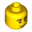 LEGO Yellow Smiling/Cringing Minifigure Head with Bushy Eyebrows (Safety Stud) (3626)