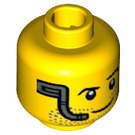 LEGO Yellow Space Miner Head with Stubble and Headset (Recessed Solid Stud) (3626 / 18174)
