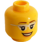 LEGO Gul Rumfart Scientist Hoved med Briller (Forsænket solid knops) (3626 / 21027)