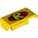 LEGO Yellow Spoiler with Handle with 'R', Red Circle (26094 / 98834)