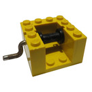 LEGO Yellow String Reel Winch 4 x 4 x 2 with Black Drum and Metal Handle