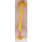 LEGO Yellow Support Crane Stand Single with Red and White Danger Stripes Sticker (2641)