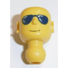 LEGO Geel Technic Action Figure Hoofd met Blauw Sunglasses (2707)