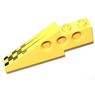 LEGO Jaune Technic Brique Aile 1 x 6 x 1.67 avec Checkered Modèle Droite Autocollant (2744 / 28670)