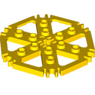 LEGO Yellow Technic Plate 6 x 6 Hexagonal with Six Spokes and Clips with Hollow Studs (64566)