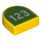 LEGO Gelb Fliese 1 x 1 Hälfte Oval mit 123 (24246 / 72215)