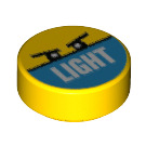 LEGO Geel Tegel 1 x 1 Rond met Licht aan Blauw (35380 / 73123)