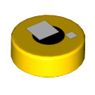 LEGO Yellow Tile 1 x 1 Round with White Squares on Black Circle (101027 / 105007)