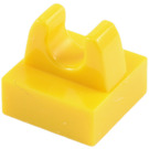 LEGO Gul Tile 1 x 1 med klips (Ingen kutt i midten) (2555 / 12825)